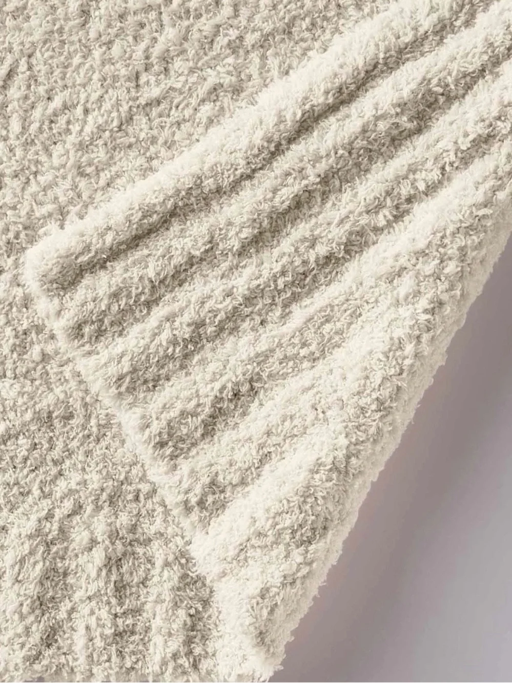 Better Homes And Gardens Cream Plush Sherpa Blanket with Gray Ribbon